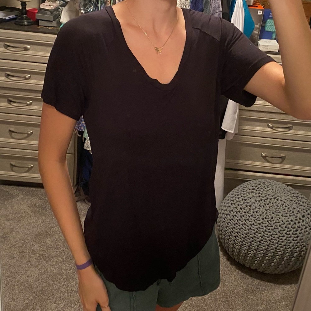 Soft Oversized American Eagle Black V-Neck